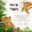 Flyer quadratisch für einen Kinder-Selbstverteidigungskurs mit zwei Tigerbabys
